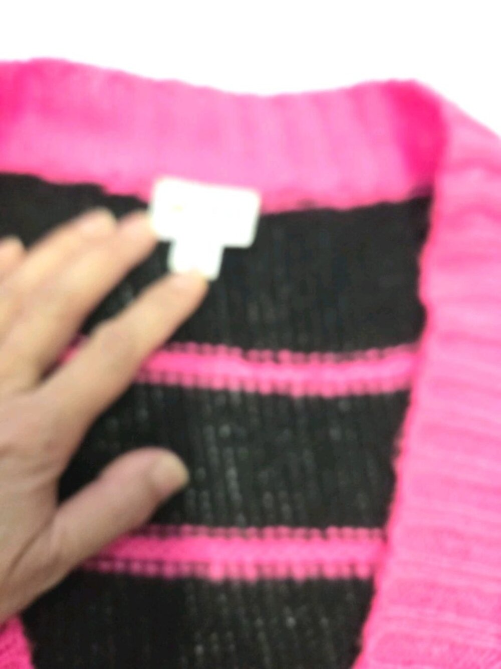 Lularoe Striped Large Lucille Cardigan Button L Hot Pink & Black UNICORN - Picture 4 of 4